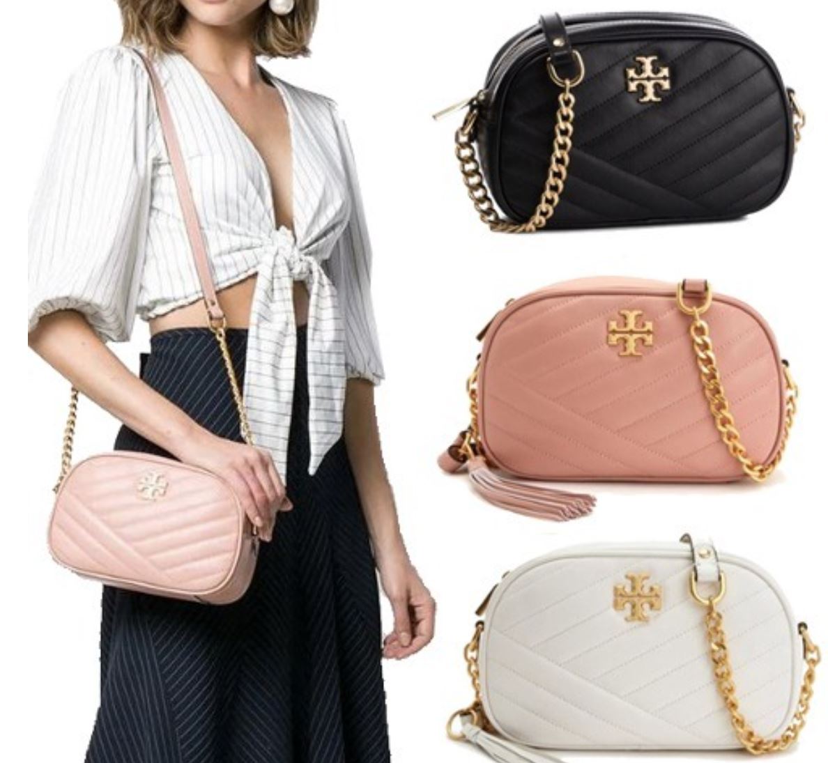 토리버치 키라 쉐브론 카메라백 57769 TORY BURCH_블랙